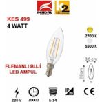 Mikasso K2 KES499 4W E14 Beyaz LED Flamanlı Mum Buji Ampul GLB-KES-499-6500K Beyaz - Çok Renkli