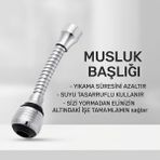 Mikasso Kaliteli Hortumlu Esnek Ayarlanabilir Su Tasarruflu 2 Modlu Musluk Başlığı Metal