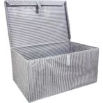 Mikasso Kapaklı Çok Amaçlı Çamaşır Düzenleme Hurç Kutu 50X40X30 - Maksi Pamuk Polyester Gri