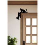 Mikasso Kedi Kapı Pervaz Kenar Süsü Sol (25X25 Cm) Siyah Ahşap Duvar Dekoru - Ev Süsü Ahşap Siyah - Çok Renkli