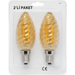 Mikasso KES610 – LED Flamanlı Buji Ampul 4W (2700K | E14 | 2’li Paket) - Çok Renkli