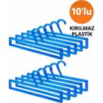Mikasso Kırılmaz Mavi Şal Askısı -Eşarp Askısı- Atkı Askısı Dikdörtgen 10'lu Paket Plastik Mavi Tr
