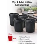 Mikasso Kokusuz Sert Plastik Oto Araba Küllük 4 Adet Eko Plastik Siyah Yuvarlak