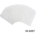 Mikasso Kraft Körüklü Beyaz Yağlı Kese, V Taban Butik Hediye Paketi, Ambalaj Kağıt Poşeti, 50 Adet, 12X20 C