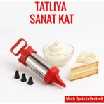 Mikasso Krem Şanti Sıkma Pompası Seti | Spatula Hediyeli | 4 Uçlu Değiştirilebilir Başlık Plastik