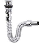 Mikasso Krom Bas Çek Lavabo Sifonu, Su Tasarruflu, Modern Banyo ve Mutfak Sifonu