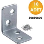Mikasso L Demiri Mobilya Eşya Dolap Duvara Sabitleyici Köşebent Bağlantı Aparatı Gönye 30X30X20 mm 10 Adet.