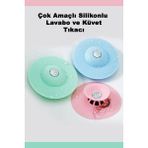 Mikasso Lasili Çok Amaçlı Banyo Küvet ve Mutfak Lavabo Gider Delik Tıkacı Yuvarlak Kaliteli Silikon Süzgeç S