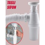 Mikasso Lavabo Sifonu Körüklü Sökülebilir Tas'lı Mutfak Banyo Evye Pis Su Gideri Borusu Plastik 38 Cm.