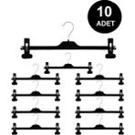 Mikasso Mandallı Askılık 10'lu Em-38/ 38CM Genişlik (Elbise Askısı/ Etek Askısı / Pantolon Askısı) Plastik S