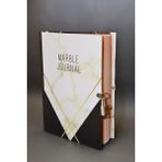 Mikasso Marble Journal, Kilitli Hatıra Defteri, Günlük, Ajanda Sert Düz Çizgili 100 Yaprak Orta Boy Çok Renk - Çok Renkli