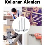 Mikasso Meridyen 4X70 Sunta Vidası Sivri Uçlu Ahşap Tahta Ağaç Mobilya Ayak Kulp Vidası 100 Adet Metalik