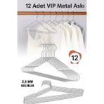 Mikasso Metal Elbise Kıyafet Askısı, 12 Adet ,giysi Askısı,pantolon Askısı Tel Askı Vıp Metal Metalik Tr