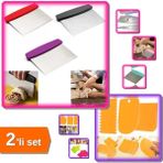 Mikasso Metal Hamur Kesici Spatula + Hamur Şekillendirici Kesici Kazıyıcı Pasta Kek Dekorasyon - 2li Set G8F