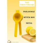 Mikasso Metal Pasyapmaz Limon ve Narenciye Sıkacağı Özel Tasarım Desenli Limon Portakal Sıkacağı Sarı Metal