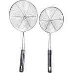 Mikasso Metal Saplı Kevgir -18-16 cm Çap -Iki Boy Kevgir Seti Çelik Gri