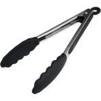 Mikasso Metal Saplı Silikon Uçlu Servis Maşası 25 cm Siyah Silikon Siyah