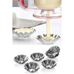 Mikasso Mini Metal Kek Kalıbı 6'lı - Tartolet Kalıbı 6 Adet Mini - Kek Kalıbı 6 Adet Metal Metal Gri