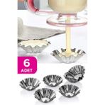 Mikasso Mini Metal Kek Kalıbı 6'lı - Tartolet Kalıbı 6 Adet Mini - Muffin Kek Kalıbı 6 Adet Metal Metal Meta