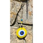 Mikasso Nazar Boncuğu Sarı Balkon Süsü El Yapımı Duvar Dekorasyonu 10 cm Cam Sarı - Çok Renkli