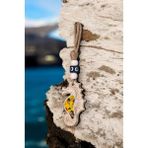 Mikasso Nazar Boncuklu Canlı ve Neşeli Sarı Denizatı Figürlü Seramik El Yapımı Duvar Süsü Eşyası 7X11 cm Ser - Çok Renkli