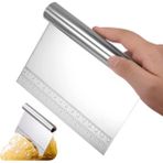 Mikasso Ölçülü Komple Çelik Büyük Boy Hamur Kesme Spatulası Silikon Beyaz