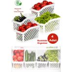 Mikasso Org-23 4lü Çok Amaçlı Plastik Dolap Içi Düzenleyici Saklama Kutusu Organizer Sepet - Beyaz Plastik T