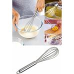 Mikasso Paslanmaz Çelik Çırpıcı Pratik Yumurta Sos Karıştırıcı Çırpma Teli 25 cm Paslanmaz Çelik