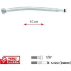 Mikasso Paslanmaz Çelik Flex Hortum 3/8 - M10X1 Uzun Uç 30 mm Batarya Hortumu 60 cm Çok Renkli