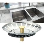Mikasso Paslanmaz Çelik Süzgeç Lavabo Evye Filtre Mutfak Gider Süzgeci ve Tıkacı Çift Yönlü (8 Cm) Çelik