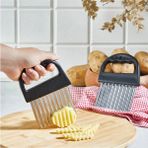 Mikasso Patates Dilimleyici Qlux Paslanmaz Çelik Patates Sebze Salatalık Dilimleyici L-00891 Siyah Çelik