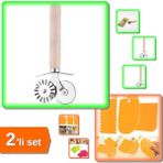 Mikasso Pizza Kesici ve Hamur Ruleti + Hamur Şekillendirici Kesici Kazıyıcı 3 Parça - 2li Set J4F2E0 Plastik
