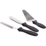 Mikasso Plastik Saplı Metal Uçlu Restoran Kafe Pastahane Kek Pasta Sıvama Bıçağı Seti 3"lü Set Çelik Çok Ren