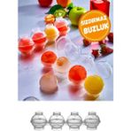 Mikasso Pratik 4'lü Sızdırmaz Küre Buz Kalıbı Top Buz Kalıbı Kokteyl Sunum Kalıbı Plastik