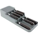 Mikasso Pratik Bıçaklık 2 Sıra 14X39 cm Bıçak Organizeri Antrasit Plastik Gri