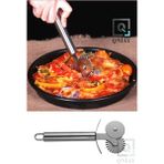 Mikasso Pratik Çelik Rulet Hamur, Pizza, Börek Kesme Bıçağı Çift Başlıklı Hamur Ruleti Hamur Şekillendirici