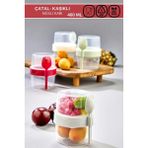 Mikasso Pratik Taşınabilir Yoğurt, 400 ml Müsli Saklama Kabı,kaşıklı Beslenme Kabı Plastik Beyaz