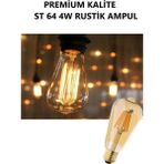 Mikasso Premium Kalite St 64 Flamanlı Rustik 4 W Amber Vintage Aydınlatma LED Ampul - Çok Renkli
