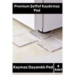 Mikasso Premium Üretim Şeffaf Zemin Parke Koruyucu Sandalye Mobilya Çamaşır Makinesi Kaydırmaz Ped 4 Adet Tu