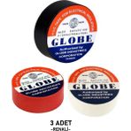 Mikasso Pvc Elektik Izole Bant Globe "0,13X0,19X10YARDS" 3 Adet Renkli (Siyah-Beyaz-Kırmızı) Siyah Beyaz