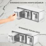 Mikasso Qlux 3’lü Baharatlık Set Duvar Askılı Kaşıklı Krem Cam