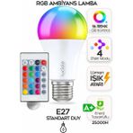 Mikasso Rgb LED Lamba Ampül Kumandalı Ambiyans Aydınlatma Tasarruflu Renk Değiştiren LED Işık - Çok Renkli