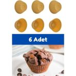 Mikasso Sarı 6'lı Silikon Mini Browni Kalıbı - Muffin Kalıbı 6 Adet Cupcake Kek Kalıbı Seti Silikon Sarı