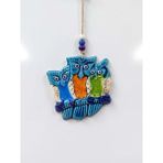 Mikasso Seramik Mini 3'lü Baykuş Dekoratif Duvar Süsü 11X10 cm Seramik Mavi - Çok Renkli