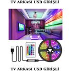Mikasso Şerit LED 3 Renk Rgb Uzaktan Kumandalı 5 Metre Televizyon Arkası USB Girişli - Çok Renkli