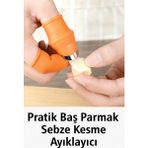 Mikasso Silikon Baş Parmak Bıçak Aparatı | Pratik Sebze Meyve Toplama ve Kesme Aleti | Mutfak Yardımcısı Pla