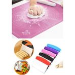 Mikasso Silikon Hamur Açma Matı & Çelik Hamur Spatula Silikon Beyaz