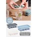 Mikasso Silikon Tabanlı Kapaklı Bas Çıkar Buz Kalıbı, 8 Bölmeli Yapışmaz Buzluk 3ADET Plastik Çok Renkli