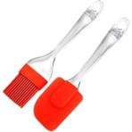 Mikasso Silikon Yumurta Fırçası ve Spatula 2'li Set Silikon Kırmızı