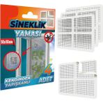 Mikasso Sineklik Yama Tamir Bandı, Kendinden Yapışkanlı, 4 Lü Paket, Sineklik Yaması, 10X10 cm Plastik